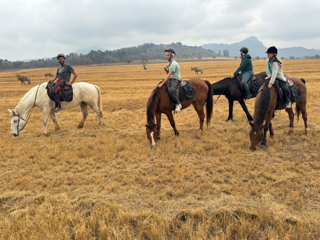 paardrijden in eSwatini; de omgeving is zo prachtig